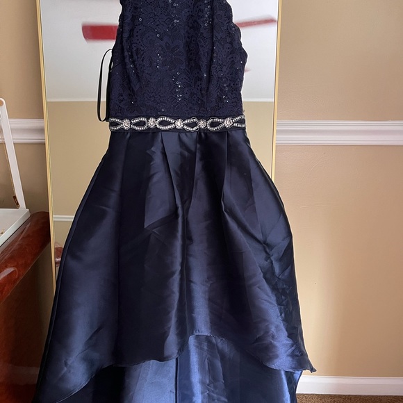 Navy Blue High-Neck Formal Dress - Picture 1 of 4